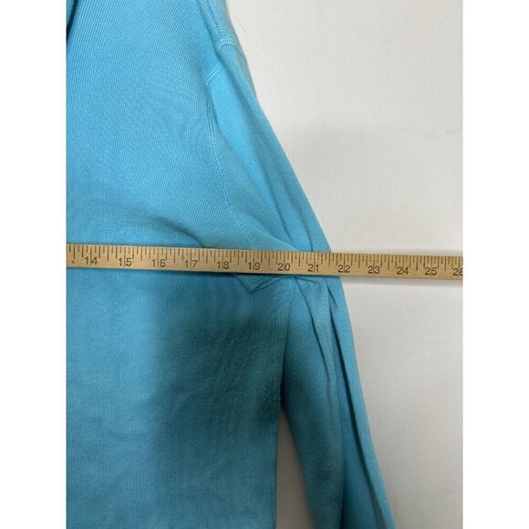 Eddie Bauer Sweater Womans Bright Blue Cable Knit Full Zip Size Large - Picture 7 of 10